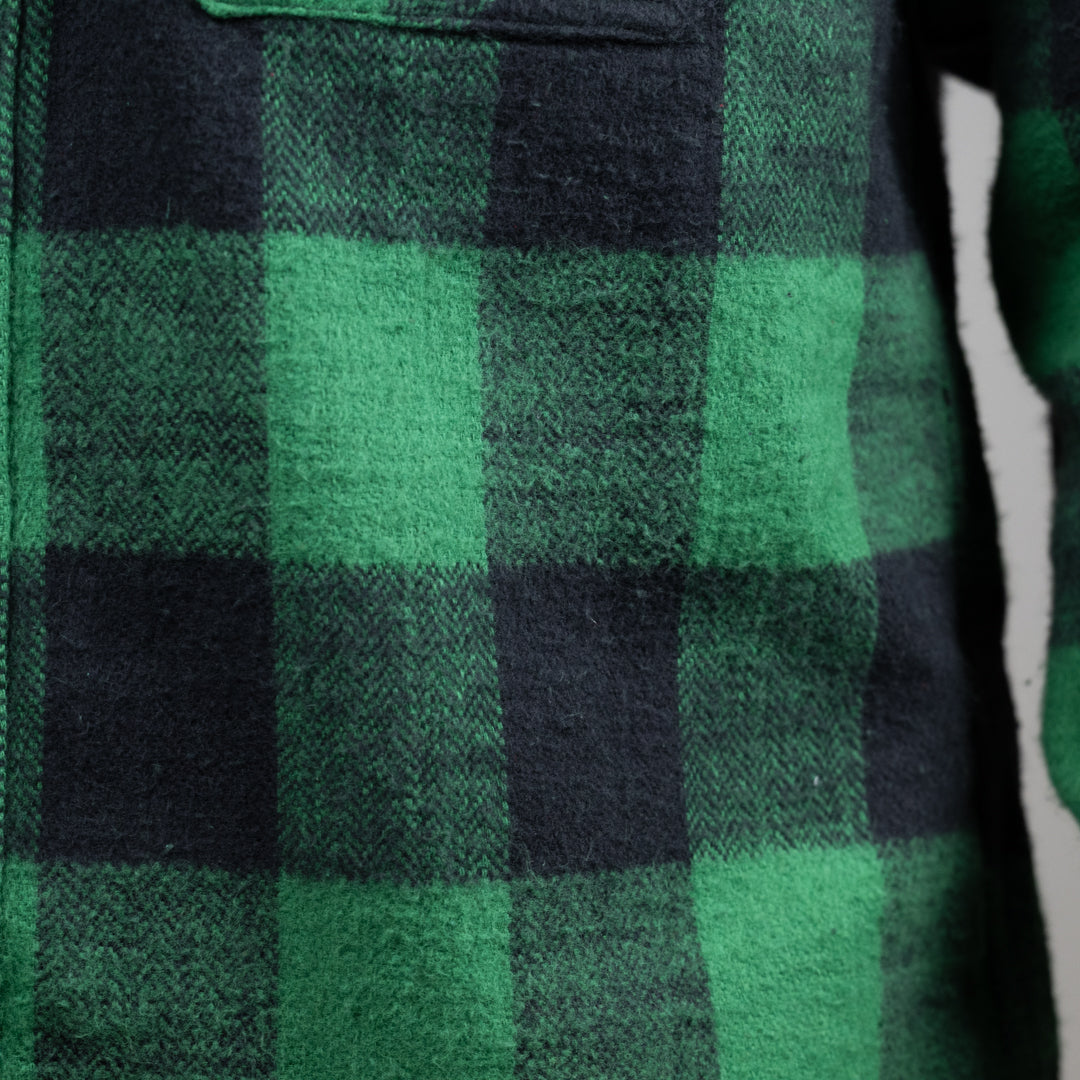 Work Shirt Flannel Buffalo Check Herringbone Dead Stock green SALON LIMITED