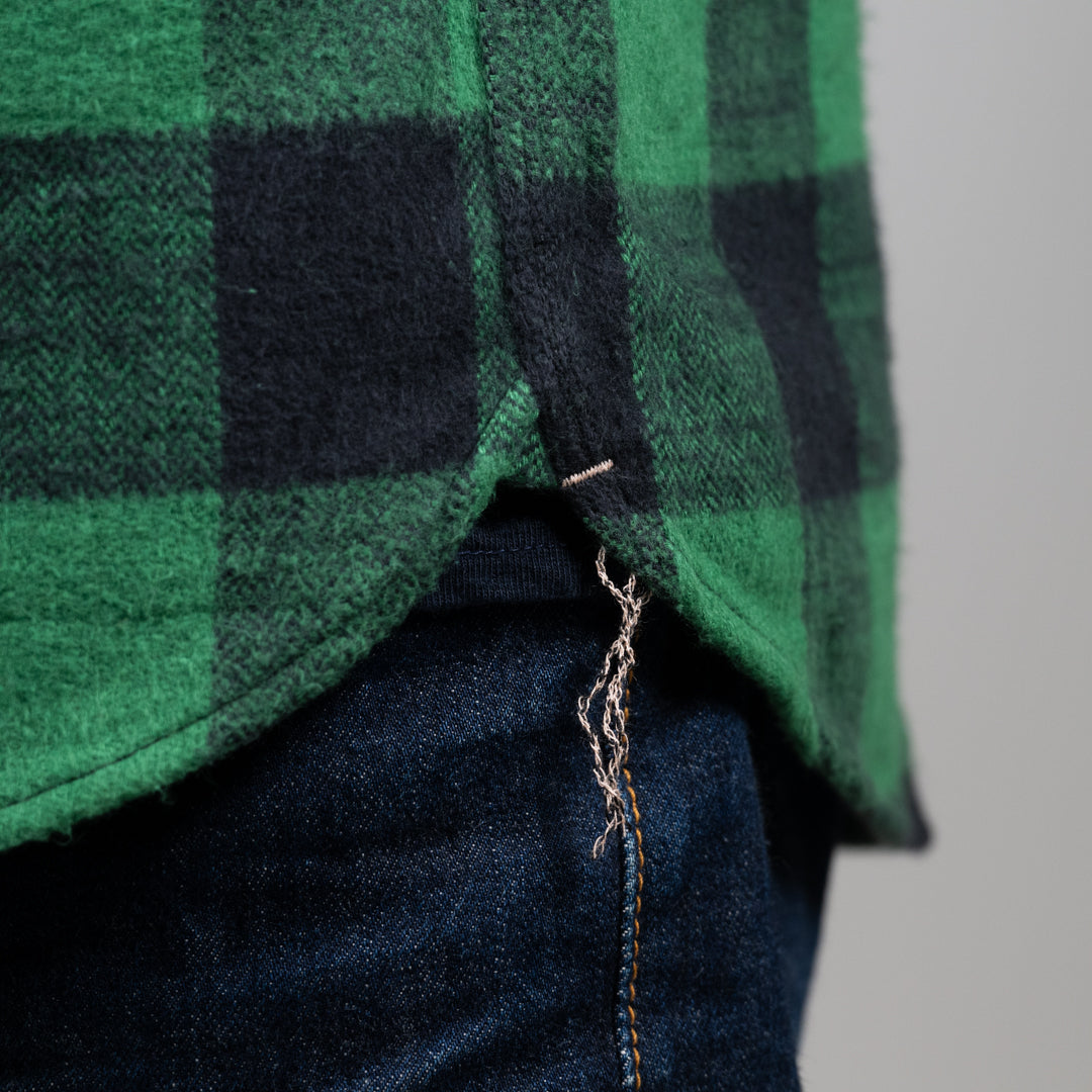 Work Shirt Flannel Buffalo Check Herringbone Dead Stock green SALON LIMITED