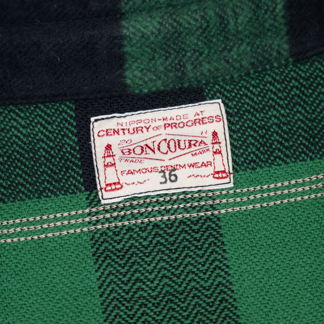 Work Shirt Flannel Buffalo Check Herringbone Dead Stock green SALON LIMITED