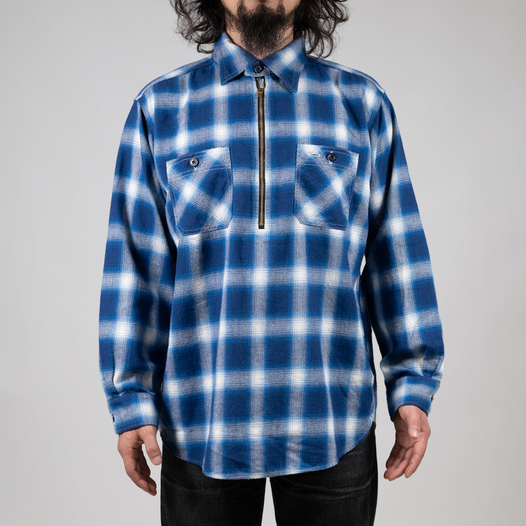 Half ZIP Work Shirt Ombre Plaid blue