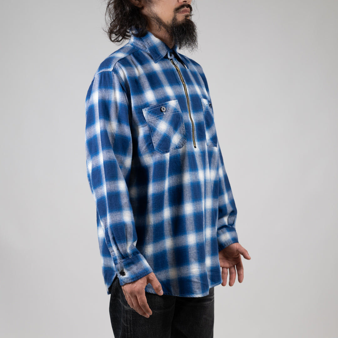 Half ZIP Work Shirt Ombre Plaid blue