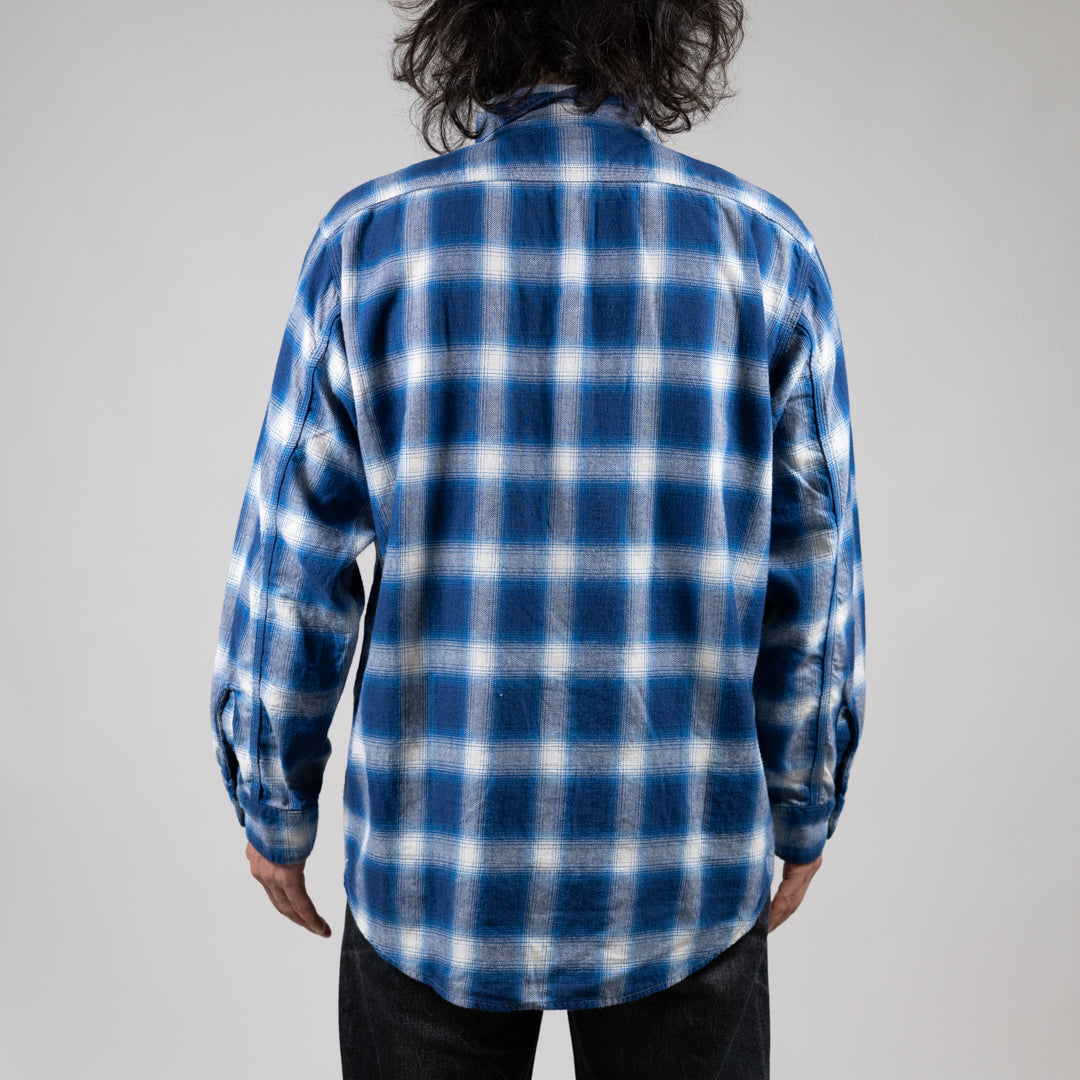 Half ZIP Work Shirt Ombre Plaid blue