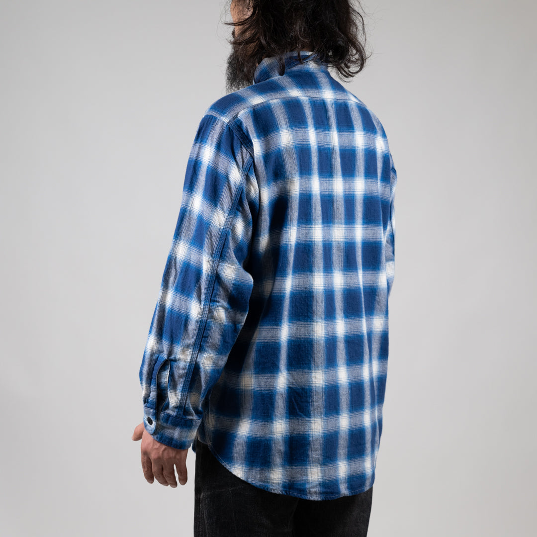 Half ZIP Work Shirt Ombre Plaid blue