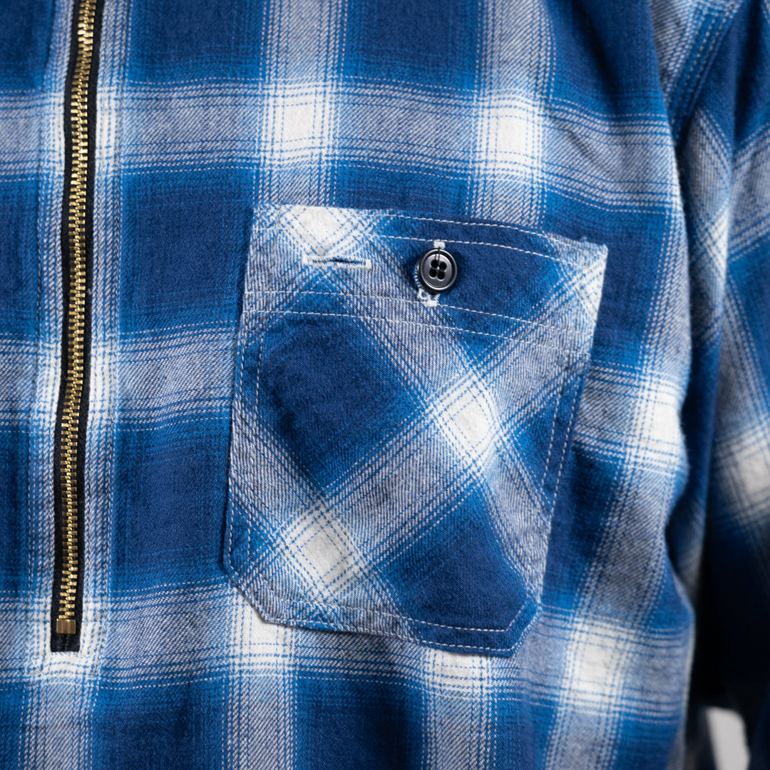 Half ZIP Work Shirt Ombre Plaid blue