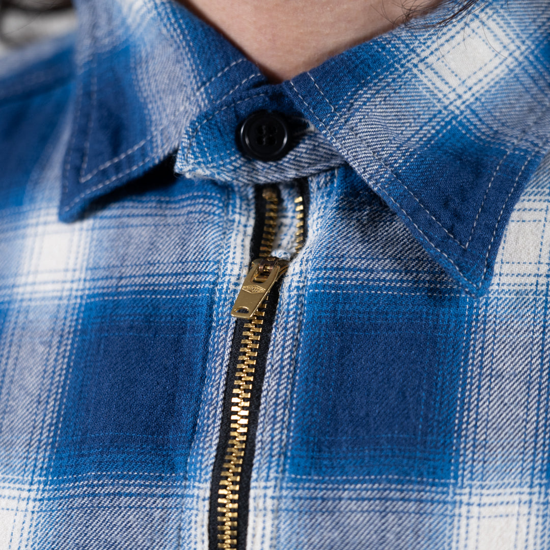Half ZIP Work Shirt Ombre Plaid blue