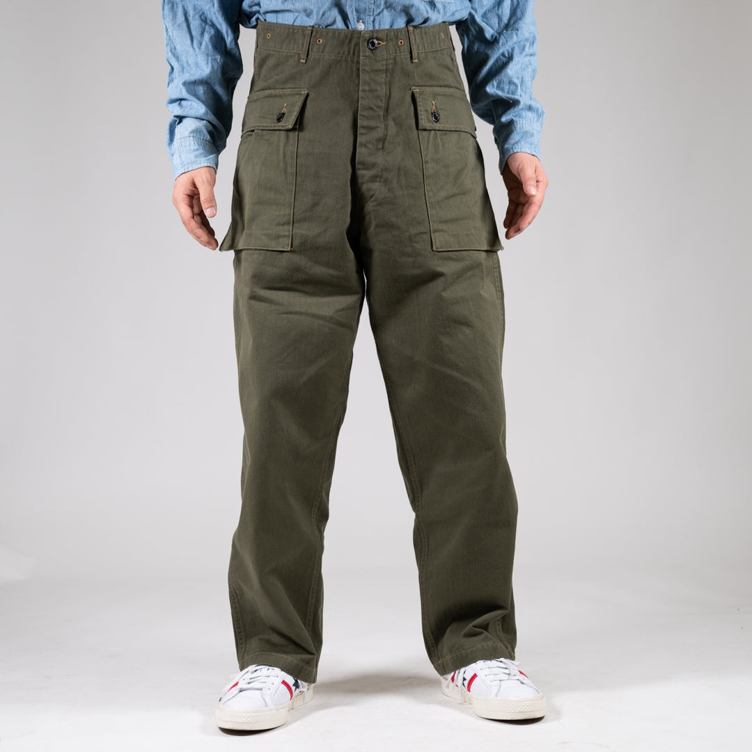 B-44 USMC Utility Trousers Threne Vat Dye Herringbone olive