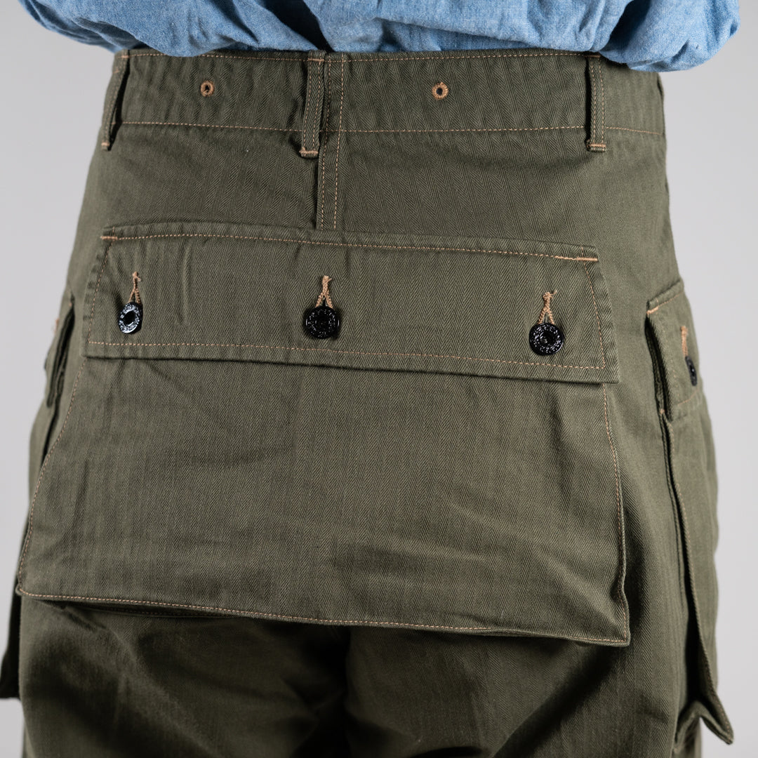 B-44 USMC Utility Trousers Threne Vat Dye Herringbone olive