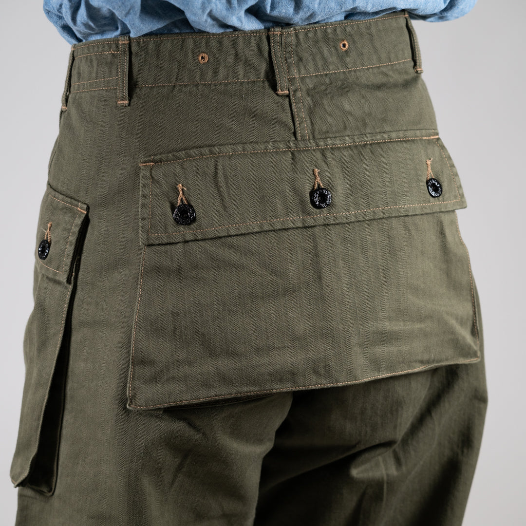 B-44 USMC Utility Trousers Threne Vat Dye Herringbone olive
