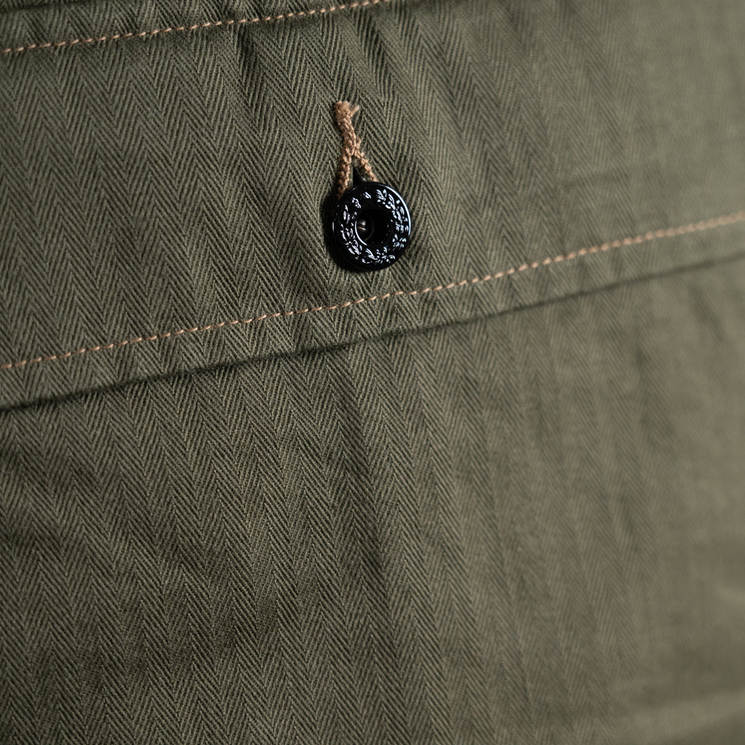 B-44 USMC Utility Trousers Threne Vat Dye Herringbone olive