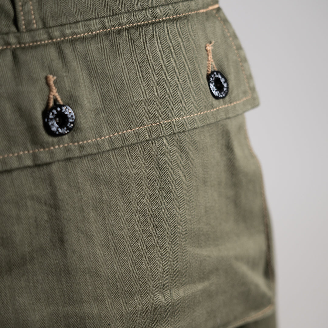 B-44 USMC Utility Trousers Threne Vat Dye Herringbone olive