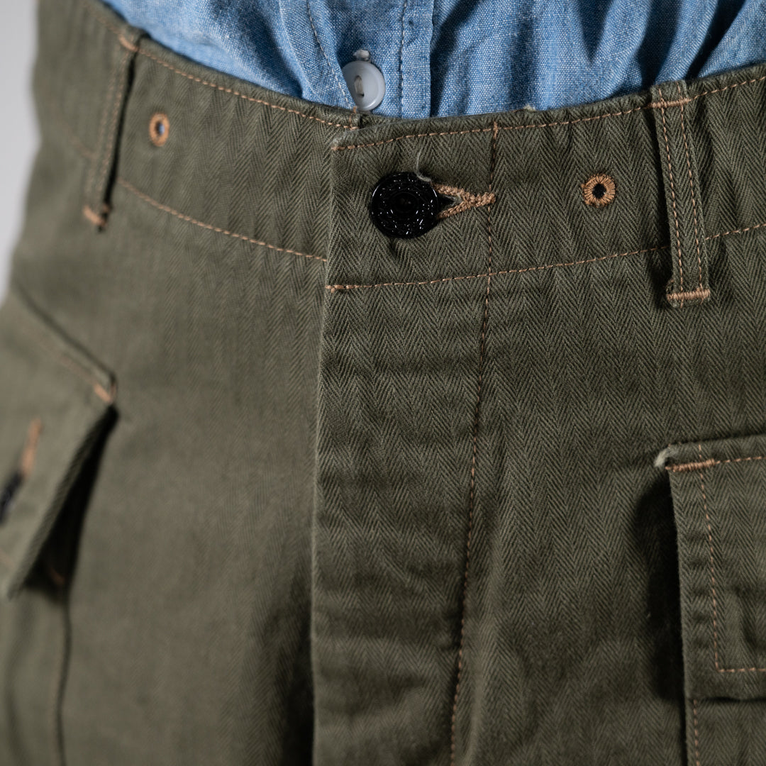 B-44 USMC Utility Trousers Threne Vat Dye Herringbone olive