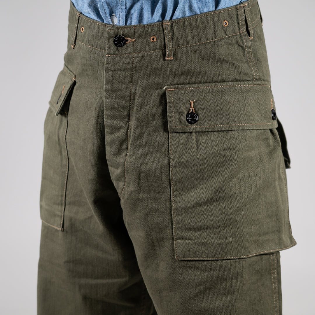 B-44 USMC Utility Trousers Threne Vat Dye Herringbone olive