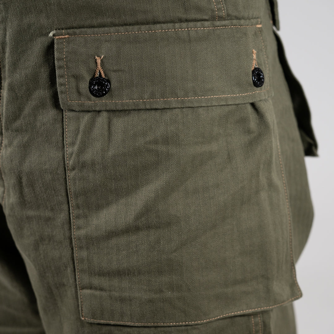 B-44 USMC Utility Trousers Threne Vat Dye Herringbone olive