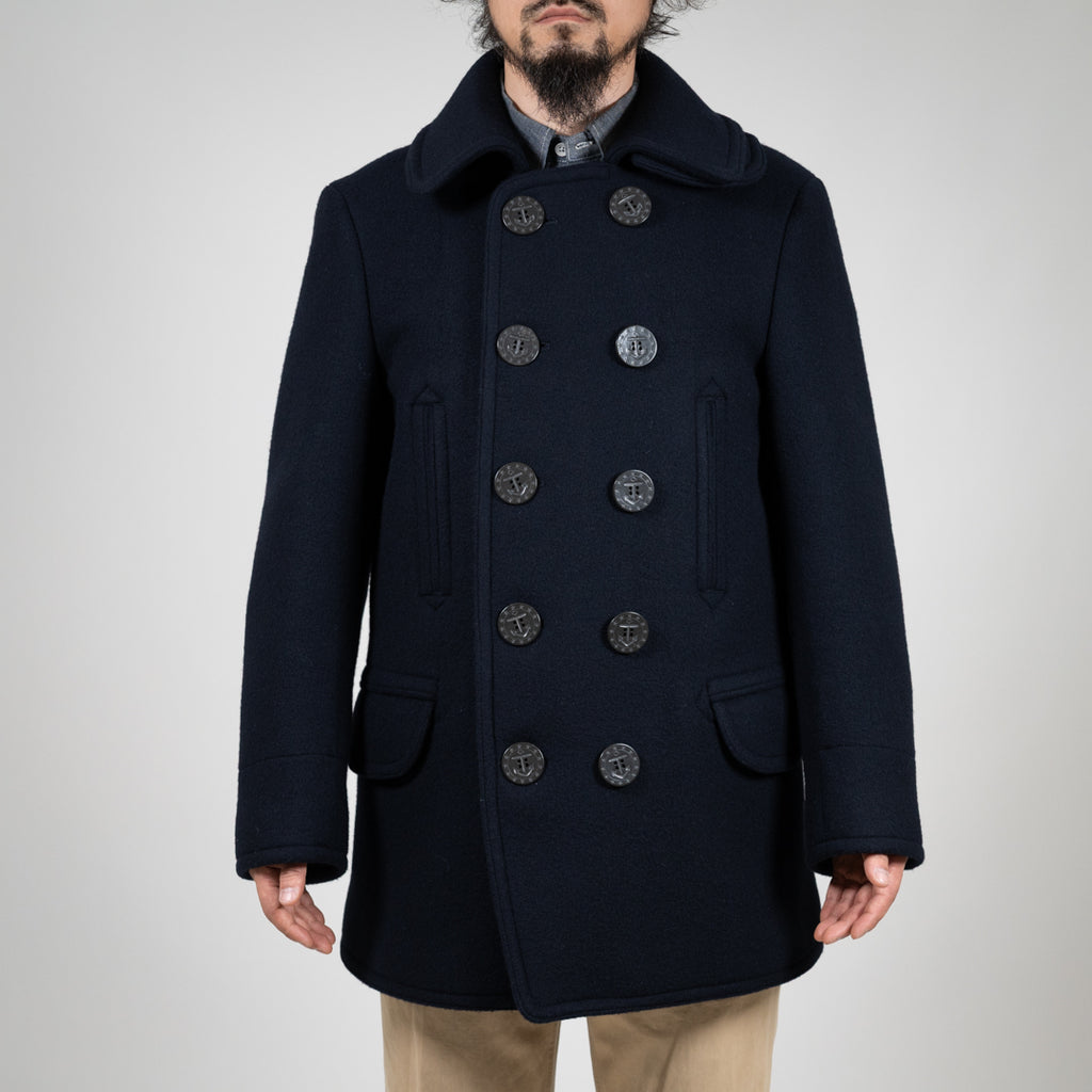 Tailored Pea Coat Wool Cashmere Melton navy – BONCOURA Official