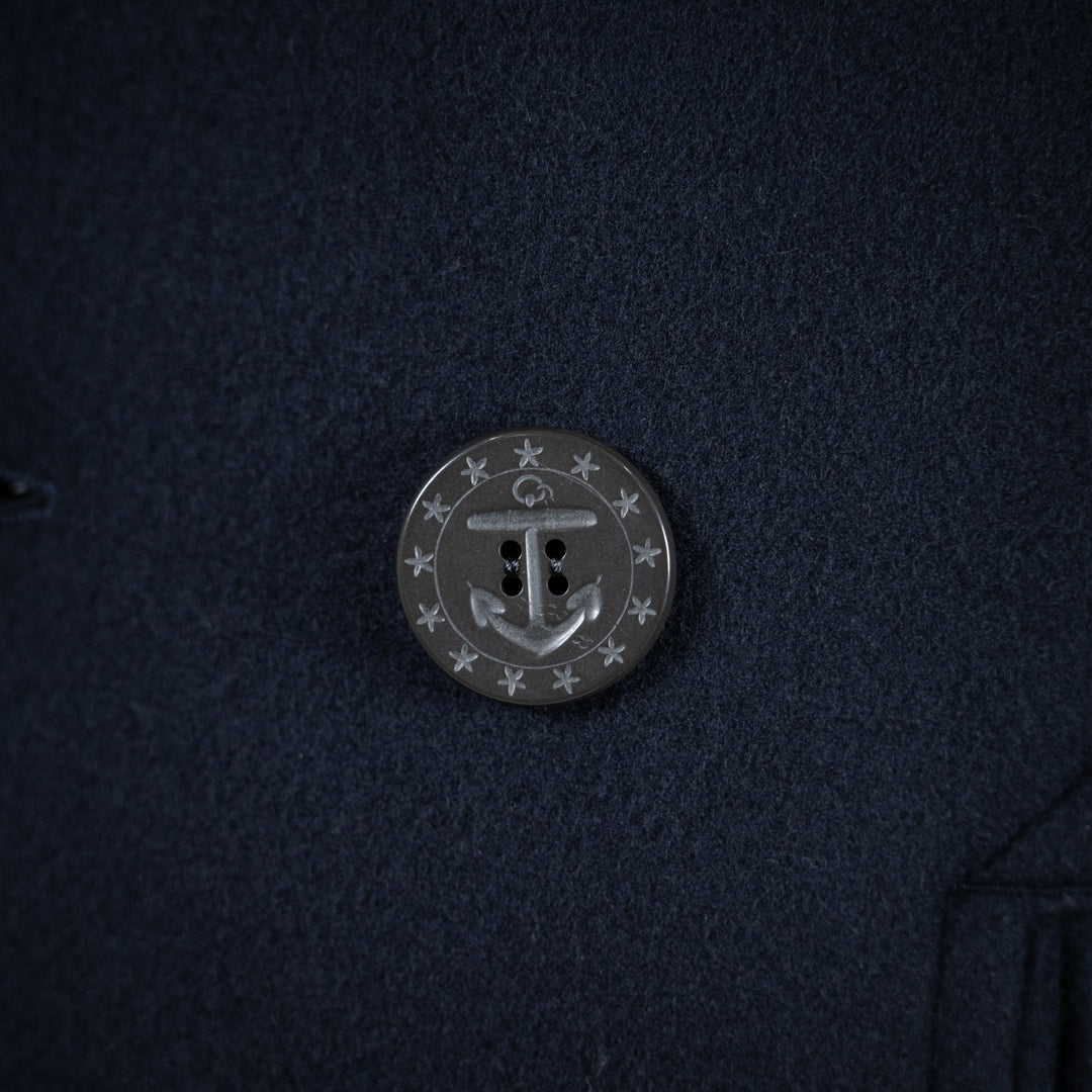 Tailored Pea Coat Wool Cashmere Melton navy