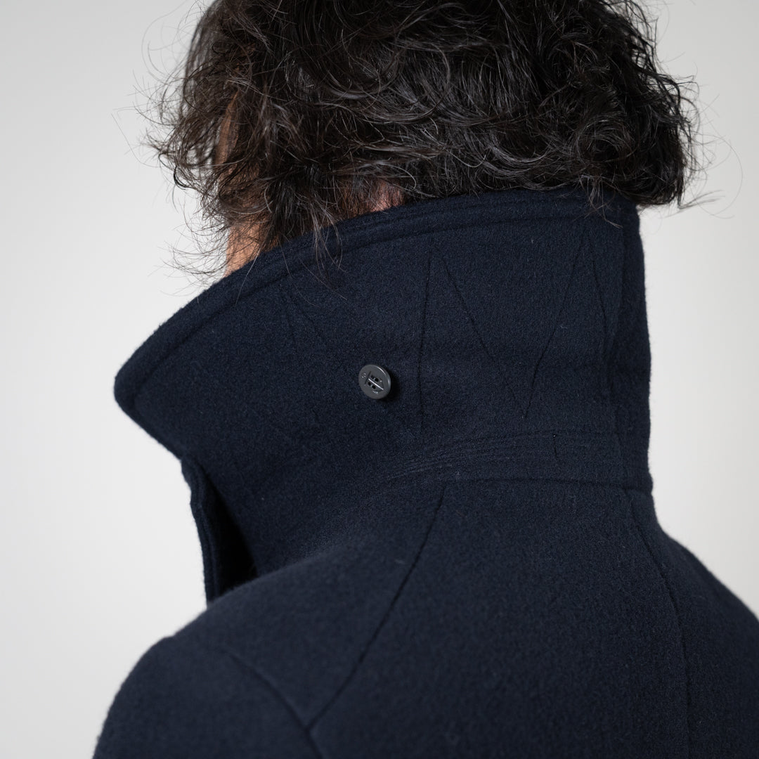 Tailored Pea Coat Wool Cashmere Melton navy