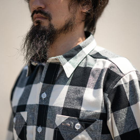 Work Shirt Flannel Checked black × white