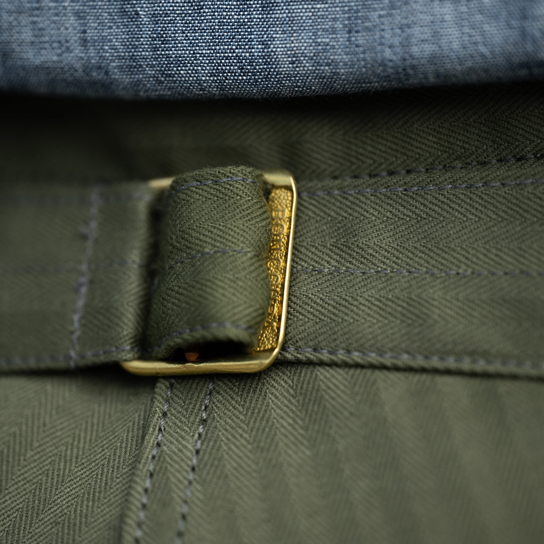 Pantalon de travail de l'armée américaine Threne Vat Dye Herringbone olive