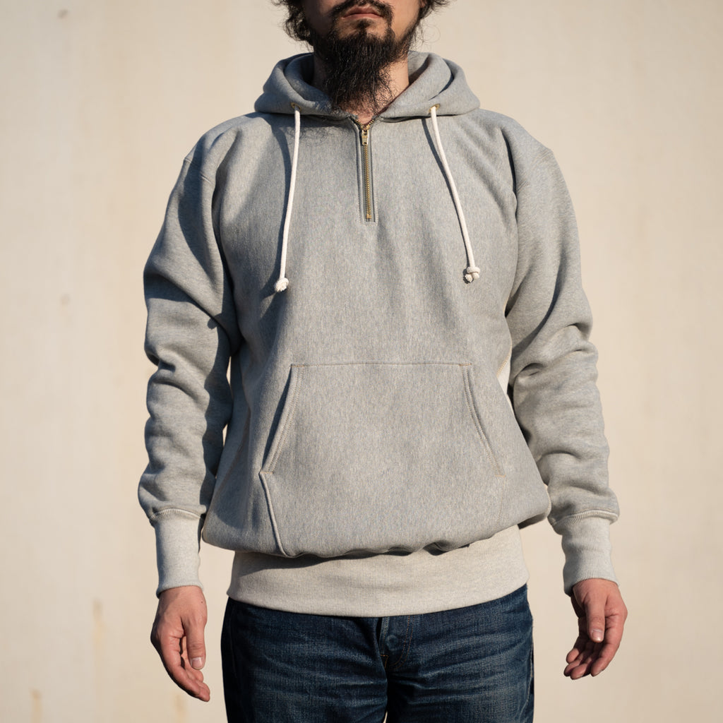 Loop Wheeled Hoodie Half ZIP gray