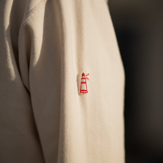 Breton Shirt Long Sleeve Raschel Knit white