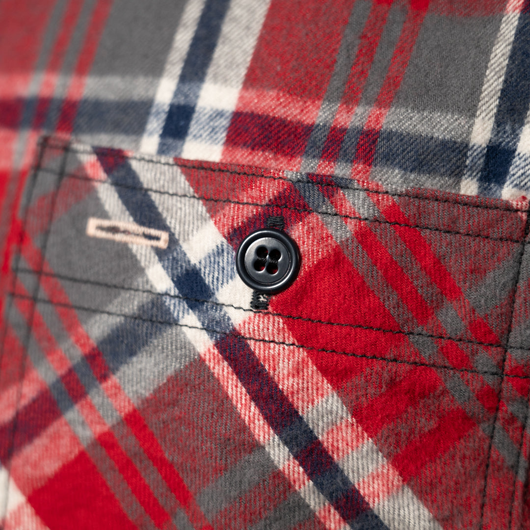 Work Shirt Flannel Dead Stock Tartan red SALON LIMITED