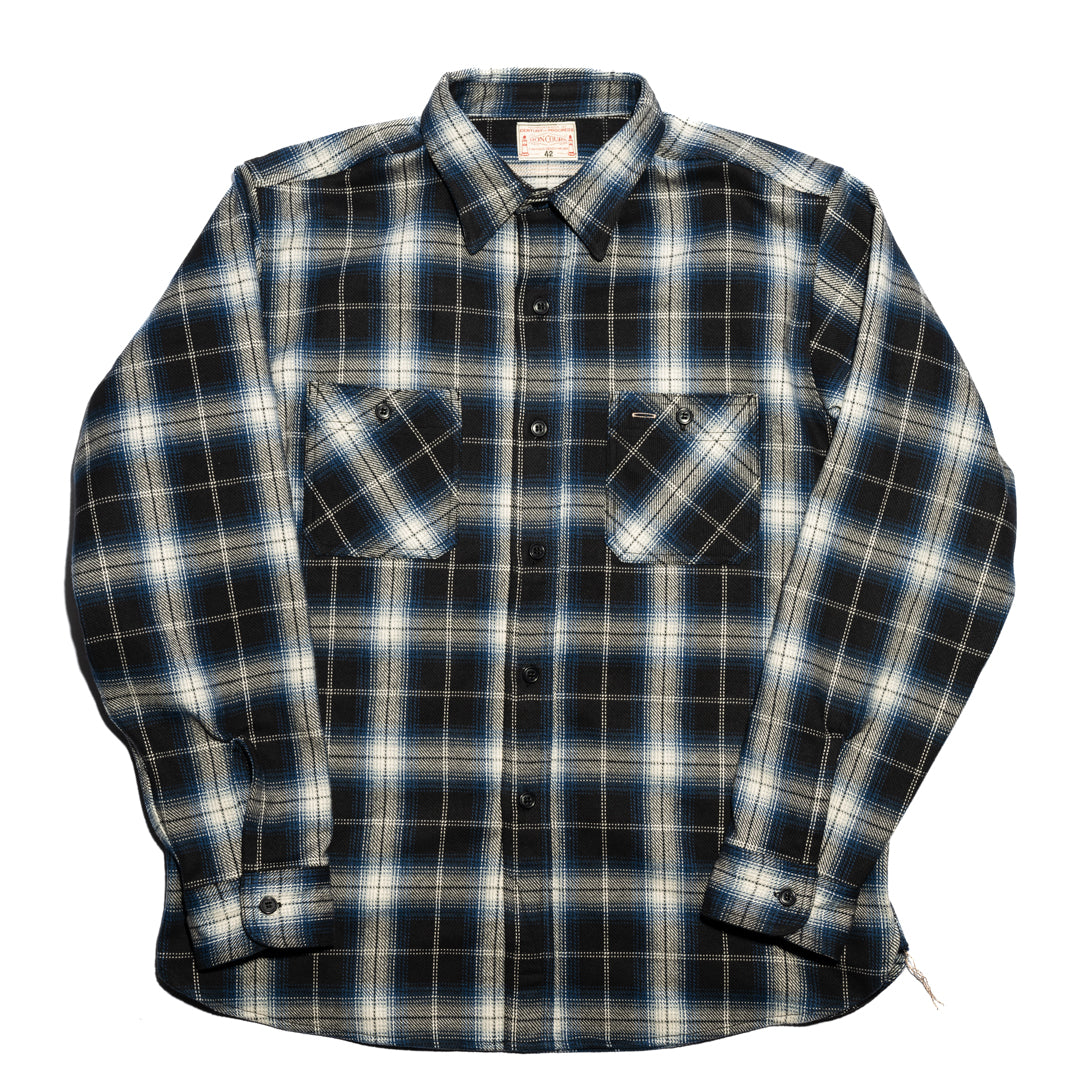 Work Shirt Flannel Ombre Plaid navy