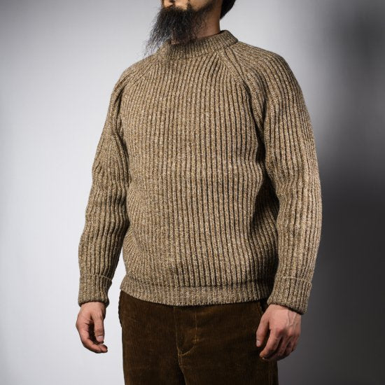 Fisherman sweater cafe au lait Shetland Fisher Man Sweater Shetland Wool Cafe ore