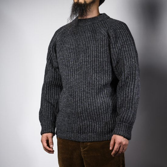 Fisherman Sweater Charcoal Shetland Fisher Man Sweater Shetland Wool Charcoal