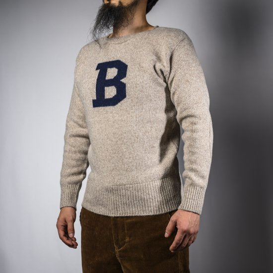 B sweater oatmeal x navy B-sweater oatmeal x navy