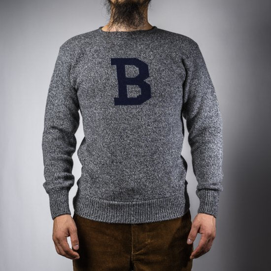 Bセーター グレー杢×ネイビー  B-sweater gray×navy