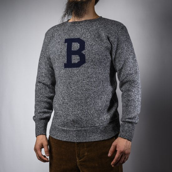 Bセーター グレー杢×ネイビー  B-sweater gray×navy