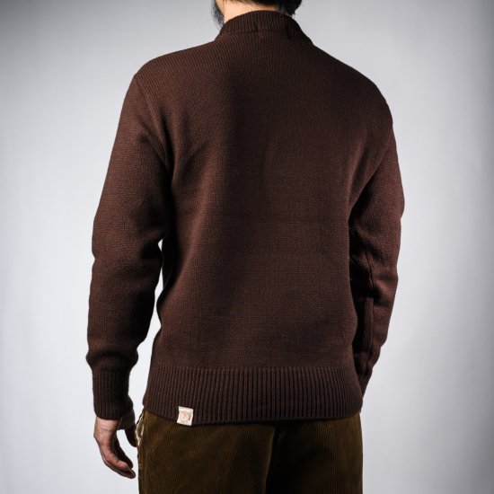 Bセーター モックネック ブラウン×ホワイト B-Sweater Mock Neck Brown×White