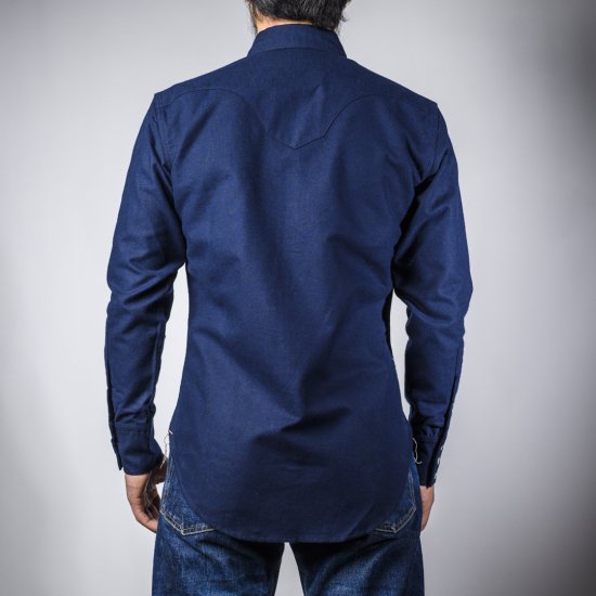 BONCOURA chemise western flanelle de coton marine