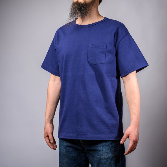 T-shirt à poche épais bleu encre