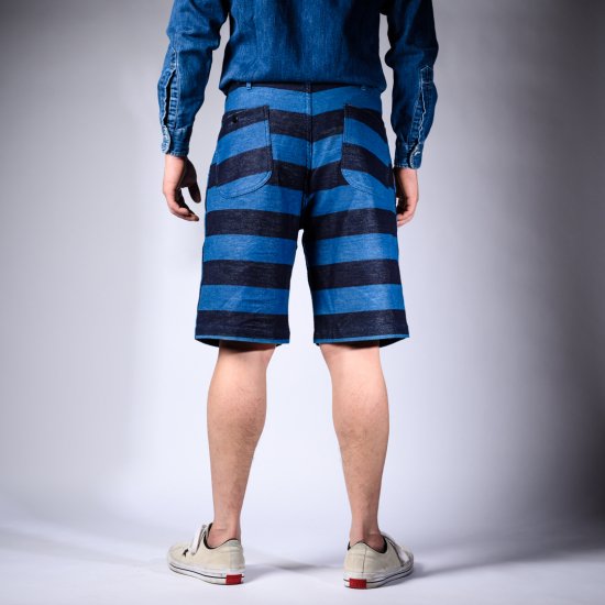 border shorts indigo × blue