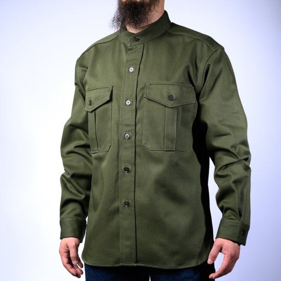 Chemise CPO Bandcol Twill Anglais Olive