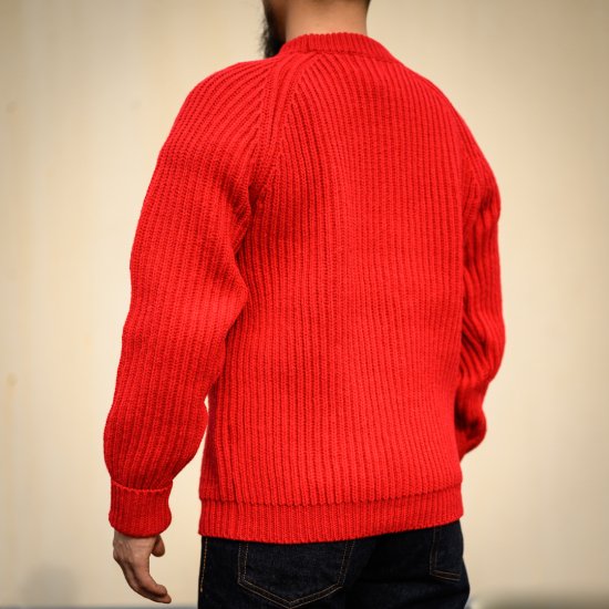 フィッシャーマンセーター レッド シェットランド Fisher Man Sweater Shetland Wool Red