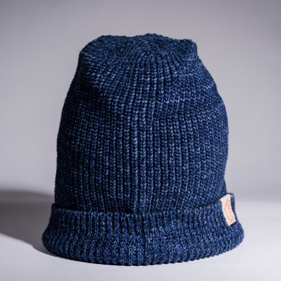 Bonnet Tricot Coton Indigo Chiné