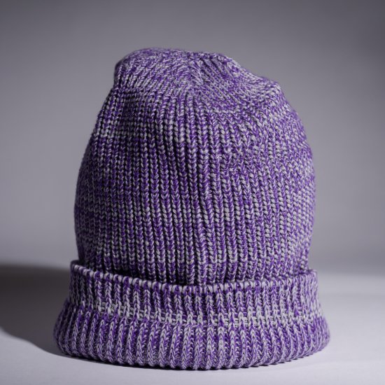 Bonnet Tricot Coton violet chiné