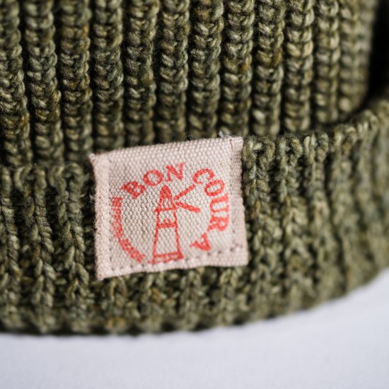 Knit Cap Heather moss green Cotton