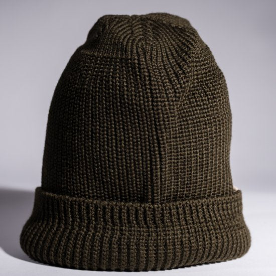 Bonnet tricot laine olive