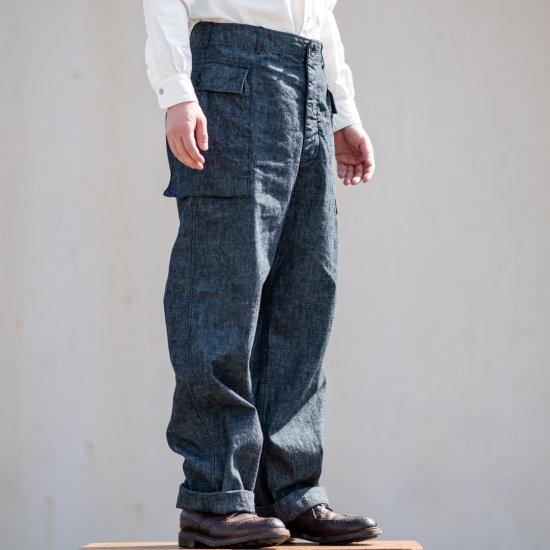 43 Cargo Pants Dungaree Cotton Linen indigo