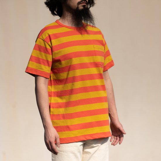 T-shirt rayé jaune × orange
