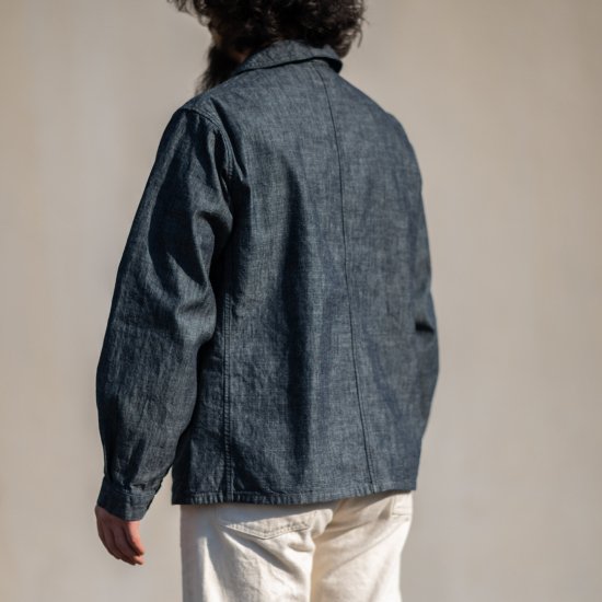 French Work Jacket Dungaree Cotton Linen indigo – BONCOURA