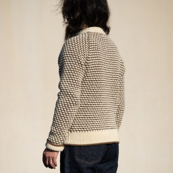 ポップコーンセーター シェットランド ナチュラル×ブラウン Popcorn Sweater Shetland Wool natural × brown