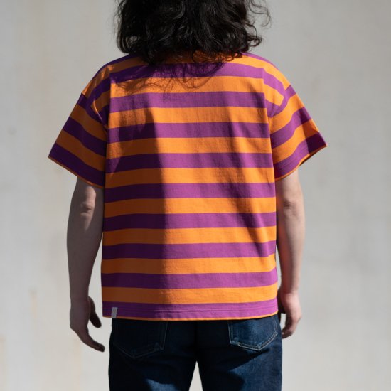 Striped Tee purple × orange