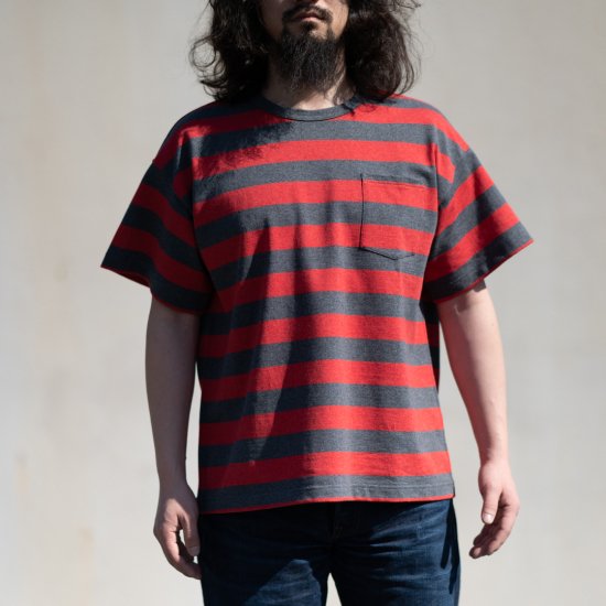 Striped Tee Heather red × Heather gray 
