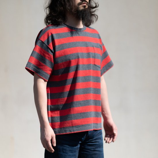 Striped Tee Heather red × Heather gray